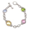 Judith Ripka Multi-Stone Fruit Link Bracelet in Sterling Silver