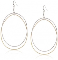 Jessica Simpson Two Tone Drop Hoop Earrings