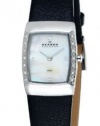 Skagen Women's 684XSSLB1 Skagen Denmark White Mother-Of-Pearl Square Leather Wo Watch