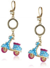 Betsey Johnson Color Me Betsey Light Blue Polka Dot Vespa Drop Earrings