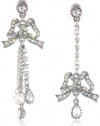 Betsey Johnson Stone & Pearl Crystal Bow Mismatch Drop Earrings