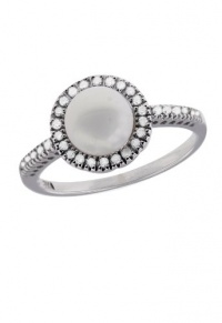 Effy Jewlery 14K White Gold Fresh Water Pearl & Diamond Ring Ring size 7