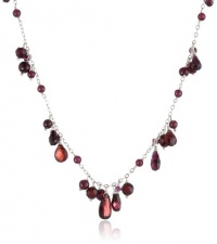 Sterling Silver Garnet Necklace, 17