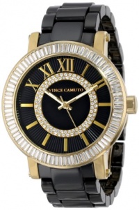 Vince Camuto Women's VC/5112BKGB Gold-Tone Black Ceramic Swarovski Elements Bracelet Watch