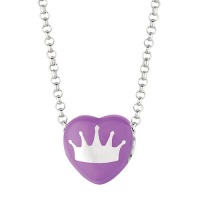 Purple Enamel Crown Sweethearts Sterling Silver Necklace, 16 Inch