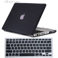 iBenzer - 2 in 1 Black Soft-Touch Plastic Hard Case Cover and Keyboard Cover for Macbook Pro 15 inch 15