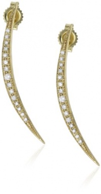 Mizuki Vertical Diamond Crescent Charm on 14k Gold Post Earrings