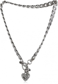 Juicy Couture Pave Heart Starter Necklace Silver-Tone