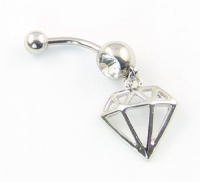 316L Surgical Steel 14G 1.6mm Diamond-shaped Taper Hollow Dangle Navel Belly Ring Bar Barbell Body Piercing