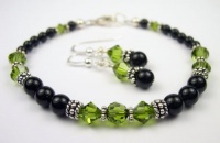 Damali Silver & Faux Black Pearl Crystal Beaded Bracelets