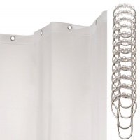 InterDesign 13-Piece Shower Curtain/Liner and Rings Set, 72-Inch by 72-Inch, Frosted White