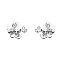 .925 Sterling Silver Rhodium Plated Butterfly CZ Stud Earrings with Screw-back for Children & Women