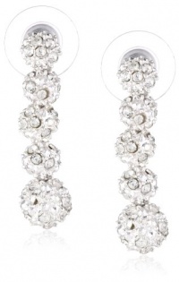 Anne Klein All That Glitters Silver-Tone and Crystal Stacked Fireball Drop Earrings