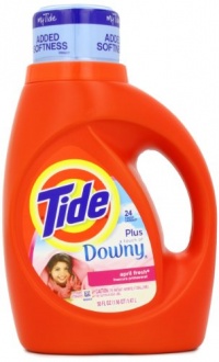 Tide with Touch of Downy High Efficiency April Fresh Scent Detergent, 50 Ounce (Pack of 2)