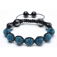 Bling Jewelry Turquoise Crystal Shamballa Inspired Bracelet Hematite Beads 12mm