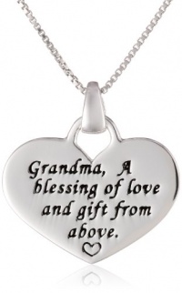 Sterling Silver Grandma, A Blessing Of Love and Gift From Above Reversible Heart Pendant Necklace, 18