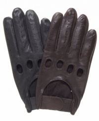 Pratt and Hart Men's Leather Driving Gloves with Velcro Strap