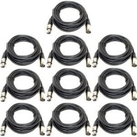 GLS Audio 25ft Mic Cable Patch Cords - XLR Male to XLR Female Black Microphone Cables - 25' Balanced Mike Snake Cord - 10 PACK