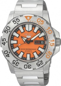 Seiko Men's SNZF49 Seiko 5 Automatic Orange Dial Stainless-Steel Bracelet Watch