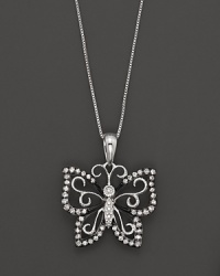 Diamond Butterfly Pendant Necklace in 14K White Gold and Black Rhodium, 0.15 ct. t.w.