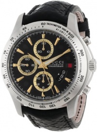 Gucci Men's YA126237 G-Timeless Stainless Steel and Leather Black Diamond-Pattern Dial Watch