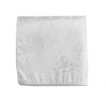 100% Silk Woven White Paisley Pocket Square