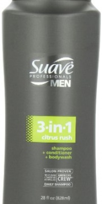 Suave Professionals mens, shampoo/conditioner/body wash, 3 in 1, citrus rush, 28oz