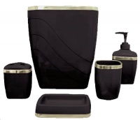 Carnation Home Fashions 5-Piece Plastic Bath Accessory Set, Black