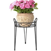 CobraCo SCBPS1015-B Canterbury 15-Inch Black Scroll Top Plant Stand