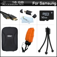 16GB Accessories Kit For Samsung HMX-W200 Waterproof HD Pocket Camcorder Includes 16GB High Speed Micro SD Memory Card + FLOAT STRAP + Mini HDMI Cable + USB 2.0 Card Reader + Case + Mini TableTop Tripod + More