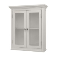 Elegant Home Fashions Madison Avenue Collection Shelved Wall Cabinet with Glass-Paneled Doors, White