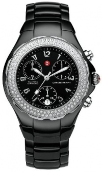 Michele Woman's MWW12B000002 Tahitian Large Ceramic Black Diamond Watch