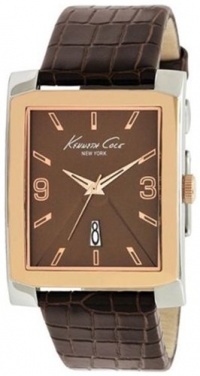 Kenneth Cole New York Men's KC1783 Classic Rose Gold Bezel Rectangle Watch