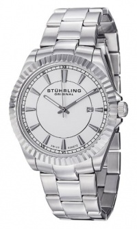 Stuhrling Original Men's 408G.33112 Aquadiver Regatta Marine Swiss Quartz Date Silver Dial Stainless Steel Bracelet Watch