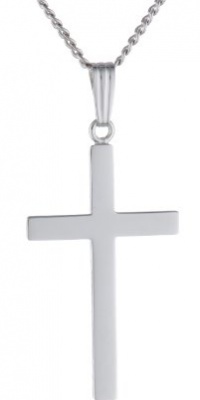 Sterling Silver Polished Cross Pendant Necklace