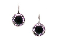 Mariana Spirit of Design Antique Silver Plated Petite Round Swarovski Crystal Drop Earrings in Jet Black and Clear