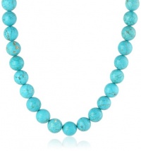 Sterling Silver Turquoise 12mm Bead Necklace, 16+2 Extender