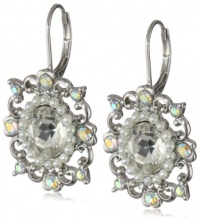 Betsey Johnson Stone & Pearl Crystal and Pearl Oval Drop Earrings