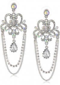 Betsey Johnson Stone & Pearl Crystal Chandelier Drop Earrings