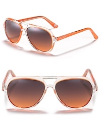 MICHAEL Michael Kors keeps it cool with retro-inspired aviators featuring clear colorblocked frames.