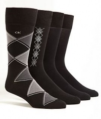 Calvin Klein Mens Socks Charcoal Grey and Purple (Pack of 4)