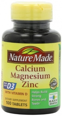 Nature Made Calcium, Magnesium, and Zinc with Vitamin D, With D-3 100 Tablets (Pack of 3)