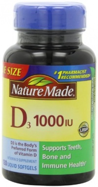 Nature Made Vitamin D3 1000 IU, Value Size, 180-Count Softgels