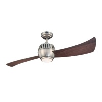 Westinghouse Lighting 7852400 Sparta One-Light 52-Inch Two-Blade Indoor Ceiling Fan, Brushed Nickel with Opal Frosted Glass