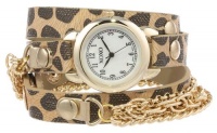 XOXO Women's XO5624  Cheetah Patterned Band with Chains Accent Double Wrap Watch