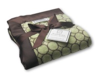 SwaddleDesigns Fuzzy Stroller Blanket - Lime with Brown Mod Circles