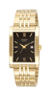 Citizen Quartz Date Rectangle Black Dial Unisex Watch - BH1372-56E