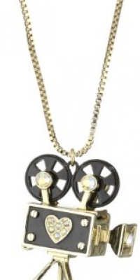 Betsey Johnson Film Noir Vintage Camera Pendant Necklace Long Necklace