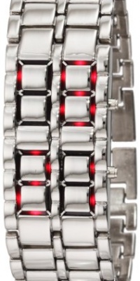 GGI International Men's MLed-Lava-SR Silver Stainless Steel Lava Red LED Digital Bracelet Watch