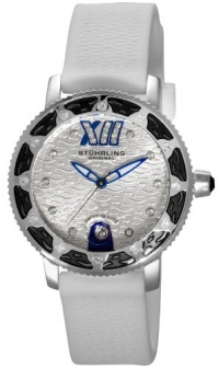 Stuhrling Original Women's 225R.1116P2 Nautical Regatta Marina Sport Swiss Quartz Swarovski White Rubber Strap Watch